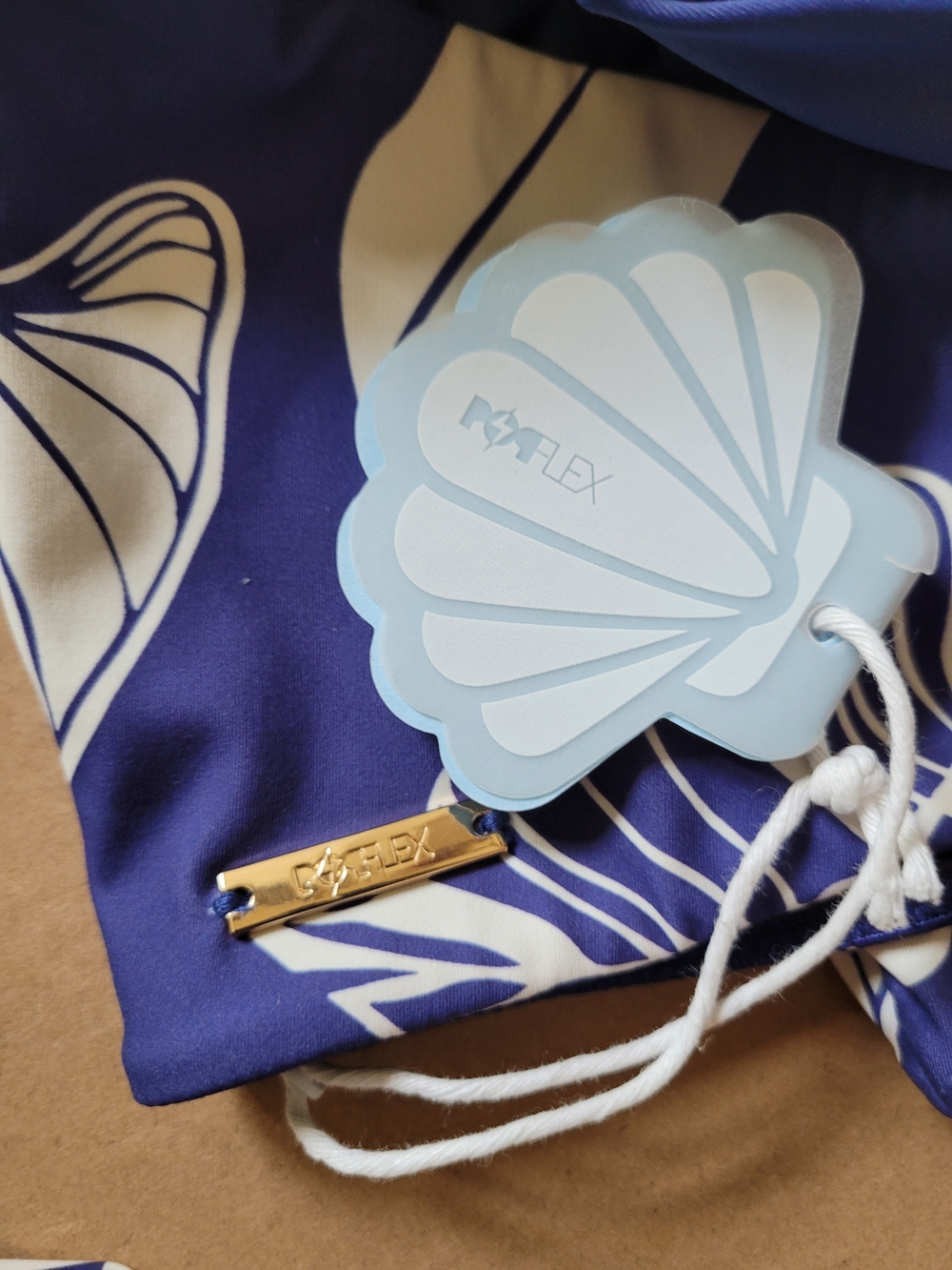 Popflex Active, Shell-Tag Swimwear in Navy and White